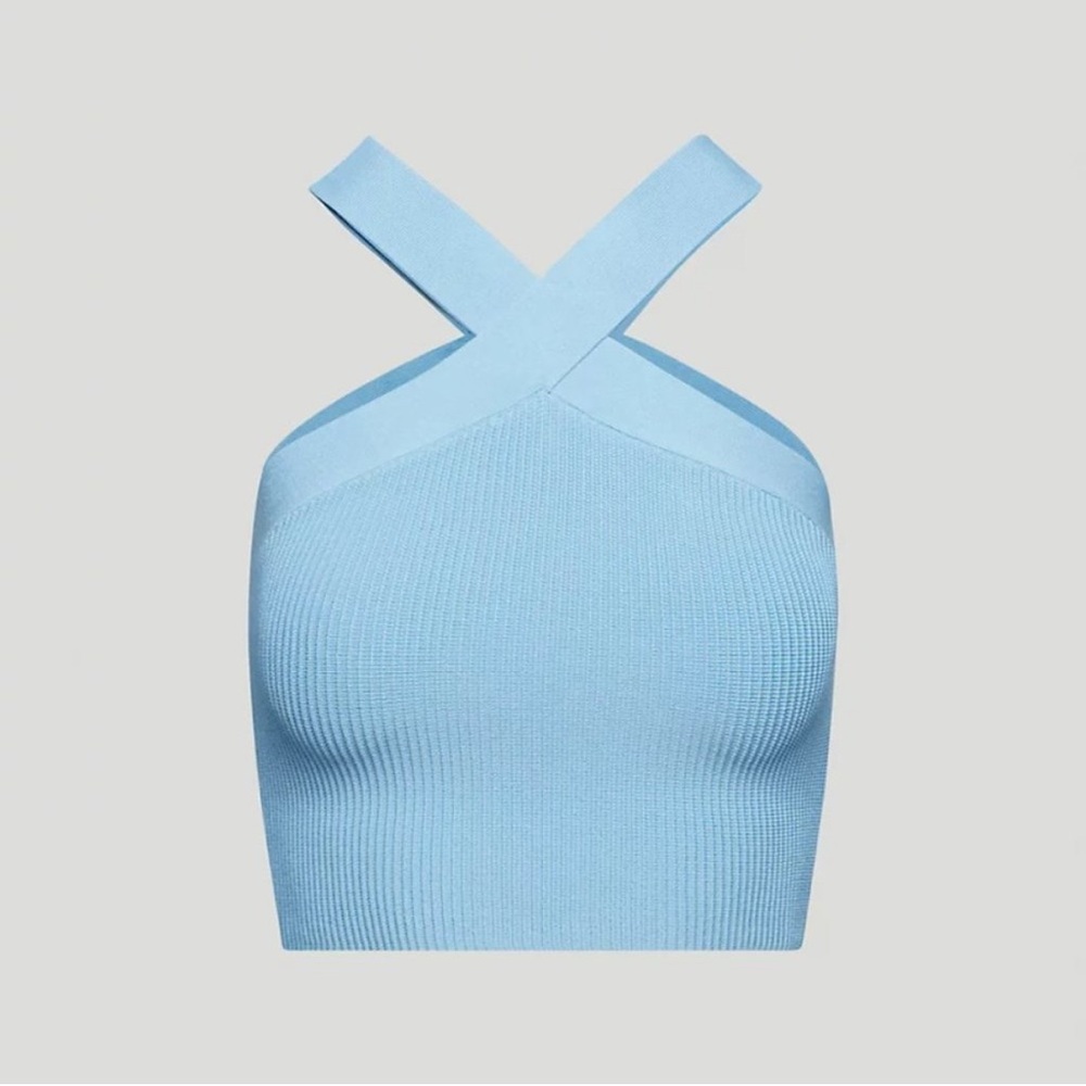 Aritzia Babaton Dream Blue Sculpt Knit Criss Cross Tank (Small)